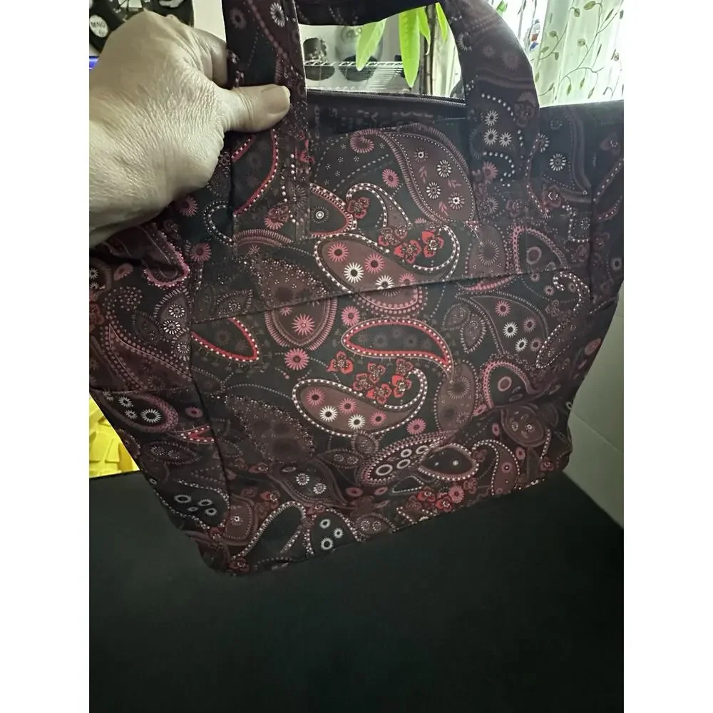 Ricardo Beverly Hills Paisley Travel Tote Bag Large Shoulder Carry On Burgundy